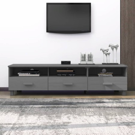 Mueble de TV HAMAR madera maciza pino gris oscuro 158x40x40 cm en Muebles TV | Comprar online en Foru.es