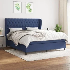 Cama box spring con colchón tela azul 160x200 cm de vidaXL, Camas y somieres - Ref: Foro24-3128219, Precio: 581,62 €, Descuen...