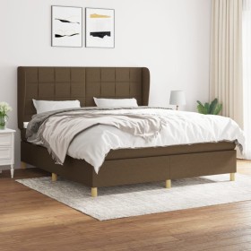 Cama box spring con colchón tela marrón oscuro 180x200 cm de vidaXL, Camas y somieres - Ref: Foro24-3128544, Precio: 622,77 €...