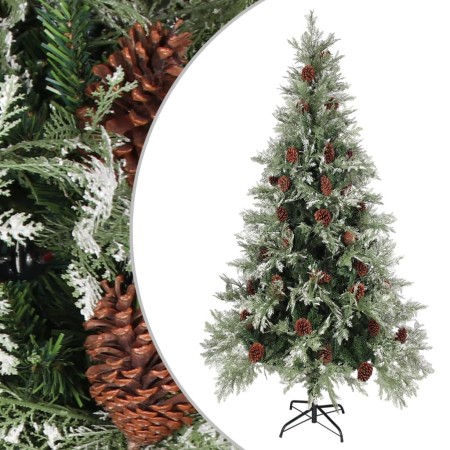 Árbol de Navidad con piñas verde y blanco PVC y PE 225 cm en Decoración Festiva y Estacional | Comprar online en Foru.es