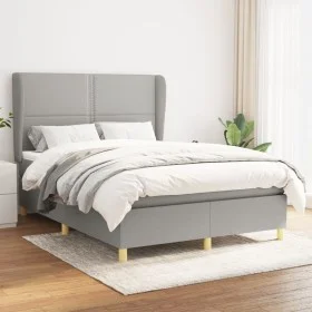 Box spring bed with light gray fabric mattress 140x190 cm by vidaXL, Beds and slatted bases - Ref: Foro24-3128437, Price: 511...