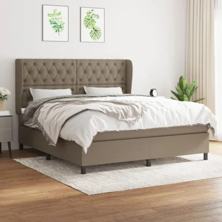Box spring bed with taupe gray fabric mattress 160x200 cm by vidaXL, Beds and slatted bases - Ref: Foro24-3128217, Price: 636...