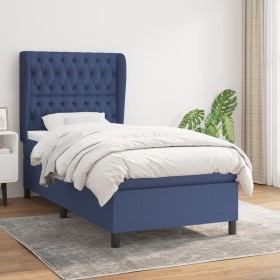 Cama box spring con colchón tela azul 100x200 cm de vidaXL, Camas y somieres - Ref: Foro24-3128187, Precio: 401,25 €, Descuen...