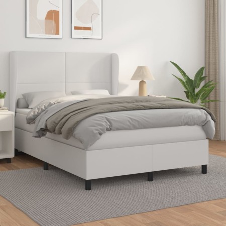 Cama box spring con colchón cuero sintético blanco 140x200cm de vidaXL, Camas y somieres - Ref: Foro24-3128914, Precio: 527,4...