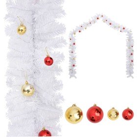 Guirnalda de Navidad decorada con bolas blanco 5 m en Decoración Festiva y Estacional | Comprar online en Foru.es