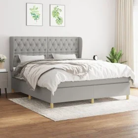 Box spring bed with light gray fabric mattress 160x200 cm by vidaXL, Beds and slatted bases - Ref: Foro24-3128773, Price: 583...