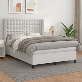 Cama box spring con colchón cuero sintético blanco 140x190 cm de vidaXL, Camas y somieres - Ref: Foro24-3129028, Precio: 580,...