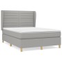 Cama box spring con colchón tela gris claro 140x200 cm de vidaXL, Camas y somieres - Ref: Foro24-3128605, Precio: 525,66 €, D...