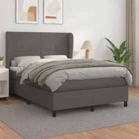 Boxspringbett mit grauer Kunstledermatratze 140x200 cm von vidaXL, Betten und Lattenroste - Ref: Foro24-3128917, Preis: 517,4...