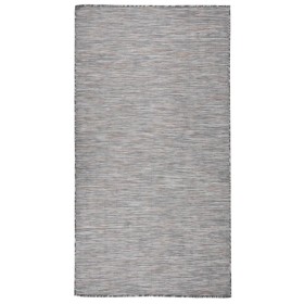 Alfombra de exterior de tejido plano marrón y azul 80x150 cm en Alfombras | Comprar online en Foru.es