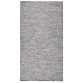 Alfombra de exterior de tejido plano marrón y azul 80x150 cm en Alfombras | Comprar online en Foru.es