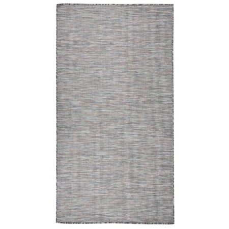 Alfombra de exterior de tejido plano marrón y azul 80x150 cm en Alfombras | Comprar online en Foru.es