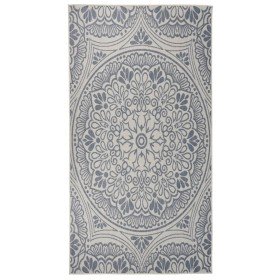 Alfombra de exterior de tejido plano rayas azules 80x150 cm en Alfombras | Comprar online en Foru.es