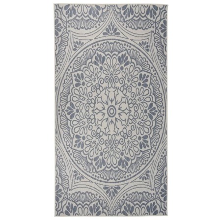 Alfombra de exterior de tejido plano rayas azules 80x150 cm en Alfombras | Comprar online en Foru.es