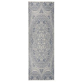 Alfombra de exterior de tejido plano rayas azules 80x250 cm en Alfombras | Comprar online en Foru.es
