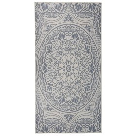 Alfombra de exterior de tejido plano rayas azules 100x200 cm en Alfombras | Comprar online en Foru.es