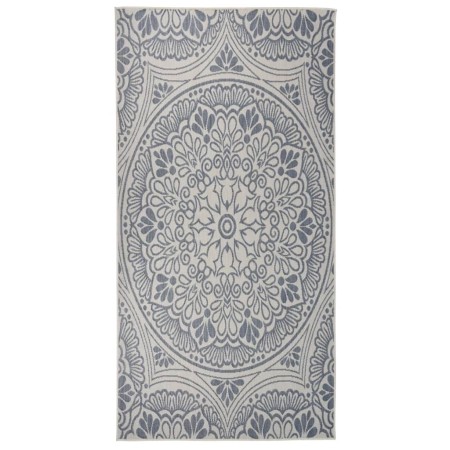 Alfombra de exterior de tejido plano rayas azules 100x200 cm en Alfombras | Comprar online en Foru.es