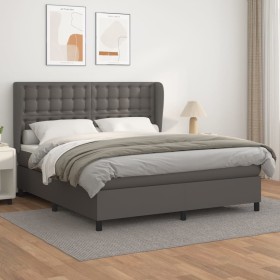 Cama box spring con colchón cuero sintético gris 180x200 cm de vidaXL, Camas y somieres - Ref: Foro24-3129049, Precio: 663,87...