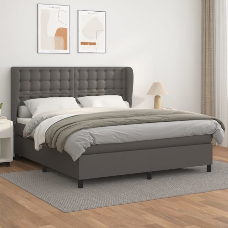 Cama box spring con colchón cuero sintético gris 180x200 cm de vidaXL, Camas y somieres - Ref: Foro24-3129049, Precio: 663,87...