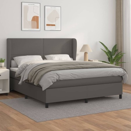 Cama box spring con colchón cuero sintético gris 180x200 cm de vidaXL, Camas y somieres - Ref: Foro24-3128929, Precio: 641,81...