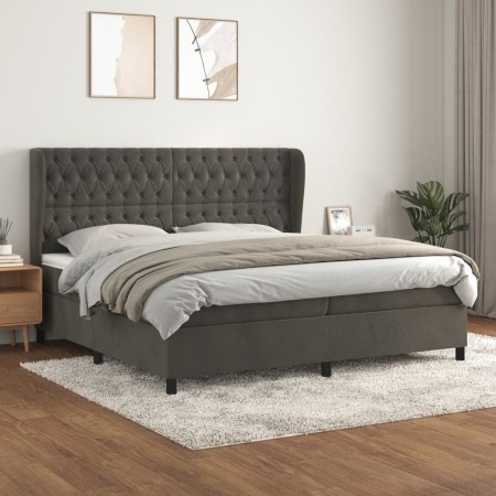 Cama box spring con colchón terciopelo gris oscuro 200x200 cm de vidaXL, Camas y somieres - Ref: Foro24-3129412, Precio: 712,...