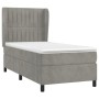 Cama box spring con colchón terciopelo gris claro 90x190 cm de vidaXL, Camas y somieres - Ref: Foro24-3129309, Precio: 351,08...