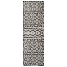 Alfombra de exterior de tejido plano rayas negras 80x250 cm en Alfombras | Comprar online en Foru.es