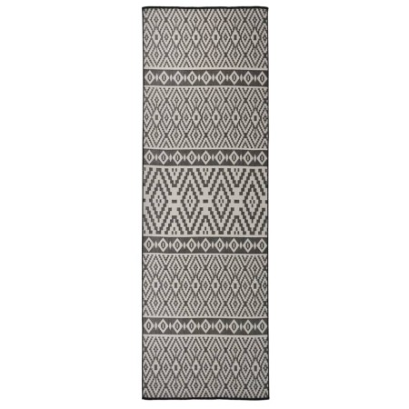 Alfombra de exterior de tejido plano rayas negras 80x250 cm en Alfombras | Comprar online en Foru.es