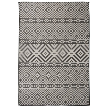 Alfombra de exterior de tejido plano rayas negras 160x230 cm en Alfombras | Comprar online en Foru.es
