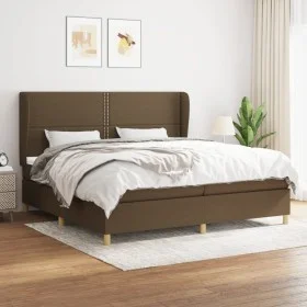 Cama box spring con colchón tela marrón oscuro 200x200 cm de vidaXL, Camas y somieres - Ref: Foro24-3128472, Precio: 640,80 €...