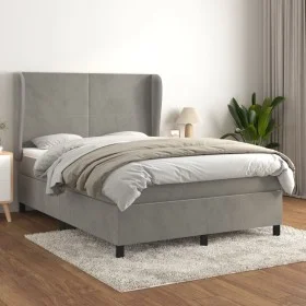 Box spring bed with light gray velvet mattress 140x200 cm by vidaXL, Beds and slatted bases - Ref: Foro24-3129093, Price: 504...