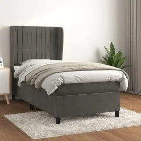 Box spring bed with dark gray velvet mattress 100x200 cm by vidaXL, Beds and slatted bases - Ref: Foro24-3129316, Price: 343,...