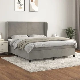 Cama box spring con colchón terciopelo gris claro 180x200 cm de vidaXL, Camas y somieres - Ref: Foro24-3129105, Precio: 580,8...