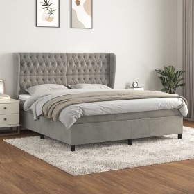Cama box spring con colchón terciopelo gris claro 180x200 cm de vidaXL, Camas y somieres - Ref: Foro24-3129405, Precio: 633,2...