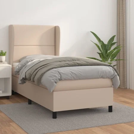 Cama box spring con colchón cuero sintético capuchino 100x200cm de vidaXL, Camas y somieres - Ref: Foro24-3128960, Precio: 34...