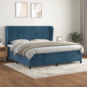 Cama box spring con colchón terciopelo azul oscuro 200x200 cm de vidaXL, Camas y somieres - Ref: Foro24-3129355, Precio: 736,...