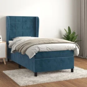 Cama box spring con colchón terciopelo azul oscuro 90x190 cm de vidaXL, Camas y somieres - Ref: Foro24-3129187, Precio: 346,6...