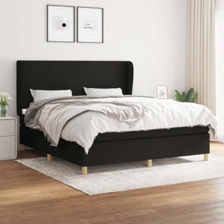 Cama box spring con colchón tela negro 180x200 cm de vidaXL, Camas y somieres - Ref: Foro24-3128383, Precio: 666,19 €, Descue...