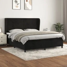 Box spring bed with black velvet mattress 180x200 cm by vidaXL, Beds and slatted bases - Ref: Foro24-3129107, Price: 601,54 €...