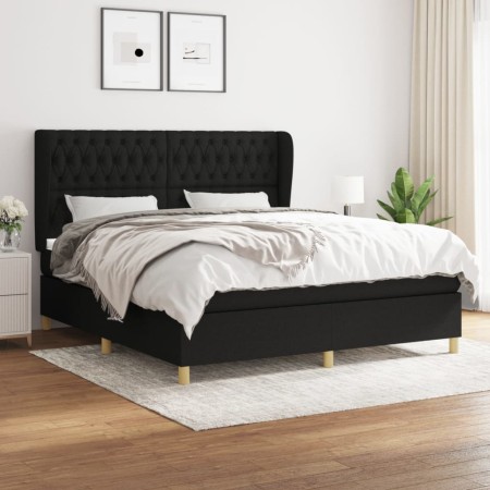 Cama box spring con colchón tela negro 180x200 cm de vidaXL, Camas y somieres - Ref: Foro24-3128783, Precio: 660,12 €, Descue...
