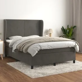 Cama box spring con colchón terciopelo gris oscuro 140x190 cm de vidaXL, Camas y somieres - Ref: Foro24-3129088, Precio: 510,...
