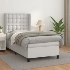 Cama box spring con colchón cuero sintético blanco 100x200 cm de vidaXL, Camas y somieres - Ref: Foro24-3129016, Precio: 370,...