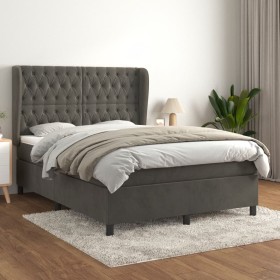 Cama box spring con colchón terciopelo gris oscuro 140x190 cm de vidaXL, Camas y somieres - Ref: Foro24-3129388, Precio: 542,...