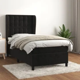 Cama box spring con colchón terciopelo negro 90x200 cm de vidaXL, Camas y somieres - Ref: Foro24-3129431, Precio: 339,89 €, D...