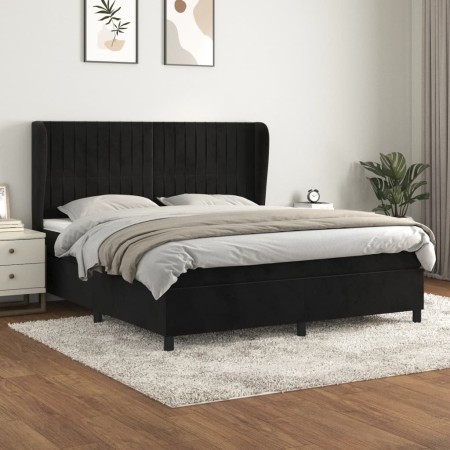 Cama box spring con colchón terciopelo negro 180x200 cm de vidaXL, Camas y somieres - Ref: Foro24-3129347, Precio: 619,33 €, ...