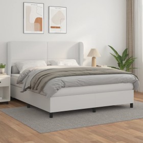 Cama box spring con colchón cuero sintético blanco 180x200 cm de vidaXL, Camas y somieres - Ref: Foro24-3128926, Precio: 652,...
