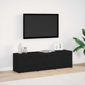 Gabinete de TV con LEDs con cajón Roble Negro 140 x 34 x 40 cm en Muebles TV | Comprar online en Foru.es