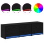 Gabinete de TV con LEDs con cajón Roble Negro 140 x 34 x 40 cm en Muebles TV | Comprar online en Foru.es