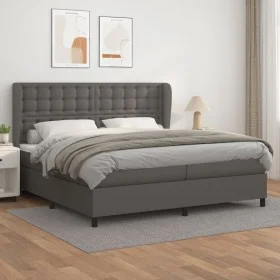 Boxspringbett mit grauer Kunstledermatratze 200x200 cm von vidaXL, Betten und Lattenroste - Ref: Foro24-3129055, Preis: 774,2...