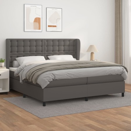 Cama box spring con colchón cuero sintético gris 200x200 cm de vidaXL, Camas y somieres - Ref: Foro24-3129055, Precio: 759,24...